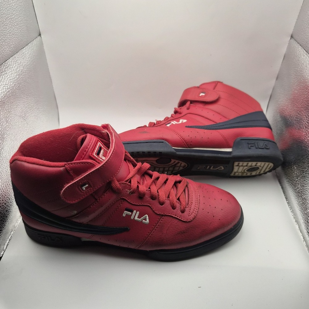 FILA Men's Size 10.5 Red Black High Top Sneakers 1VF059LX-640 Retro